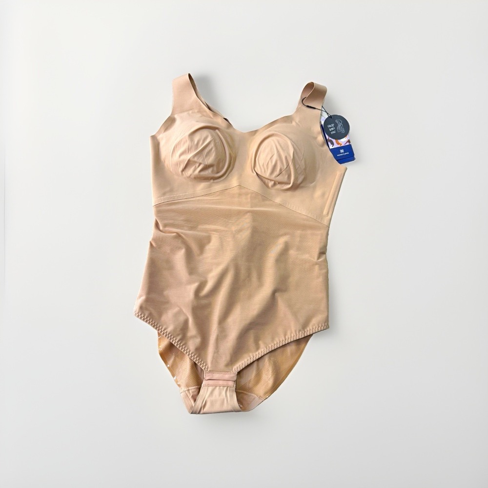 Honeylove LiftWear Tank Bodysuit 1X Plus Beige Smoothing Wireless Full Coverage